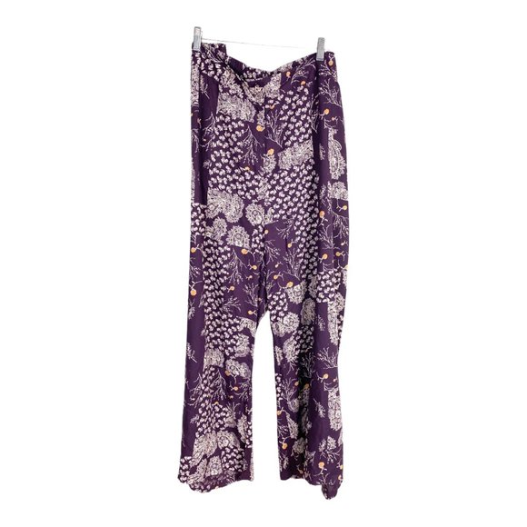 Capsule Pants - Capsule Floral print wide leg pants Sz 22 PLUS plus tan boho casual High Waisted